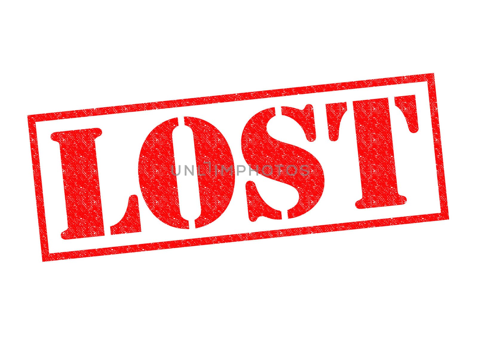 LOST red Rubber Stamp over a white background.