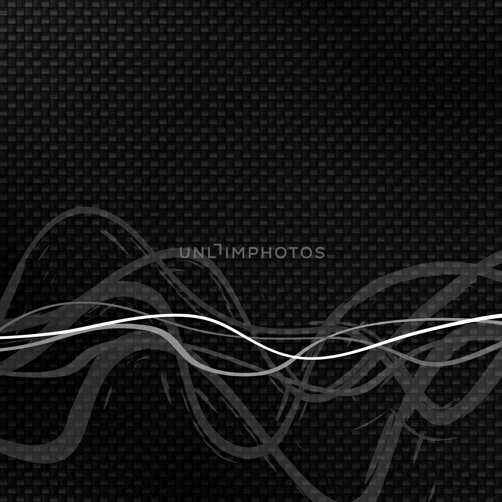 Highly detailed illustration of a carbon fiber background with doodled graphic lines.