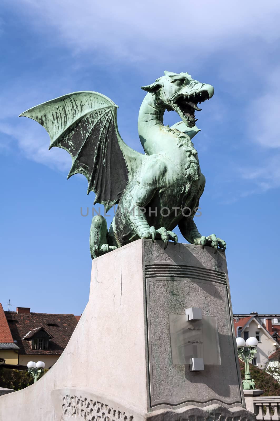 Dragon Bridge in the city of Ljubljana, Slovenia.