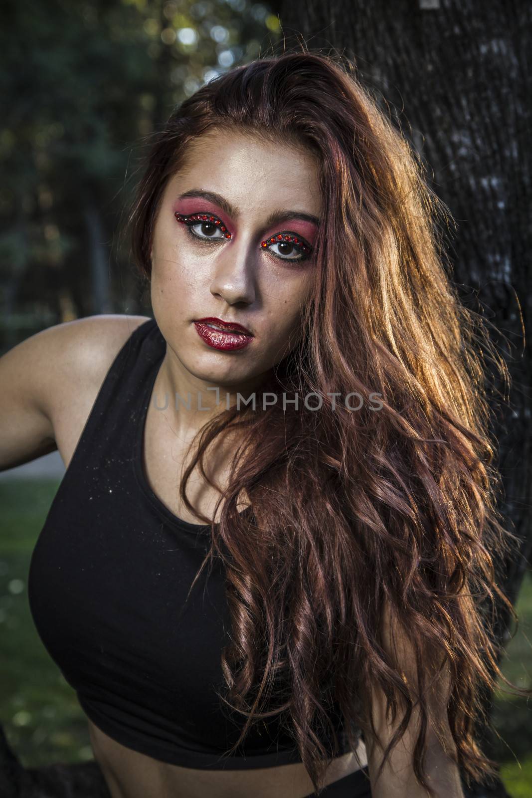 beautiful girl in a vintage style in a fabulous autumn park