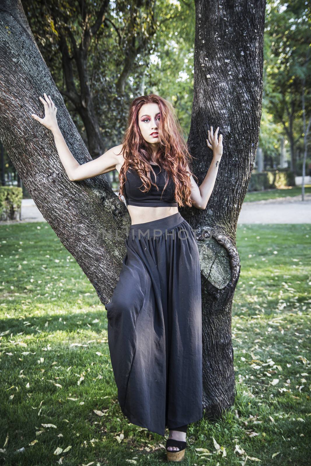 beautiful girl in a vintage style in a fabulous autumn park by FernandoCortes