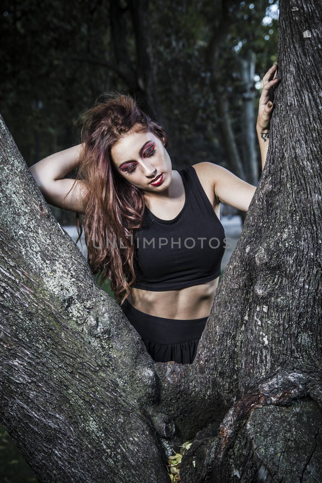 beautiful girl in a vintage style in a fabulous autumn park by FernandoCortes