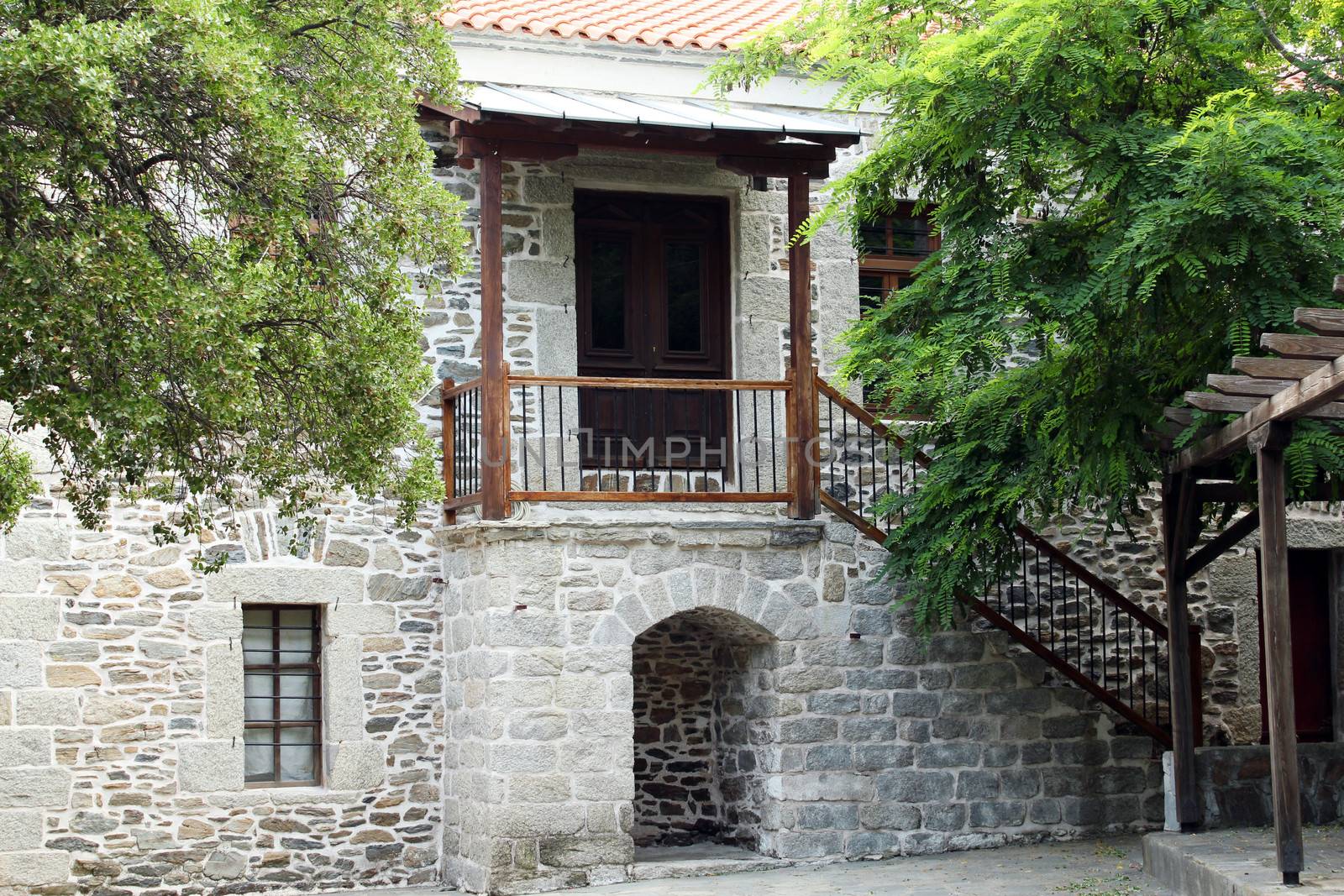 old stone house entrance greece