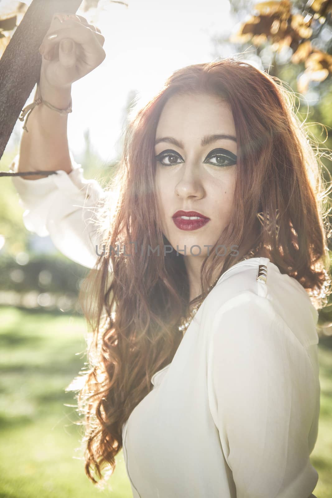 Beautiful Young Woman Outdoors. Enjoy Nature. Meadow by FernandoCortes