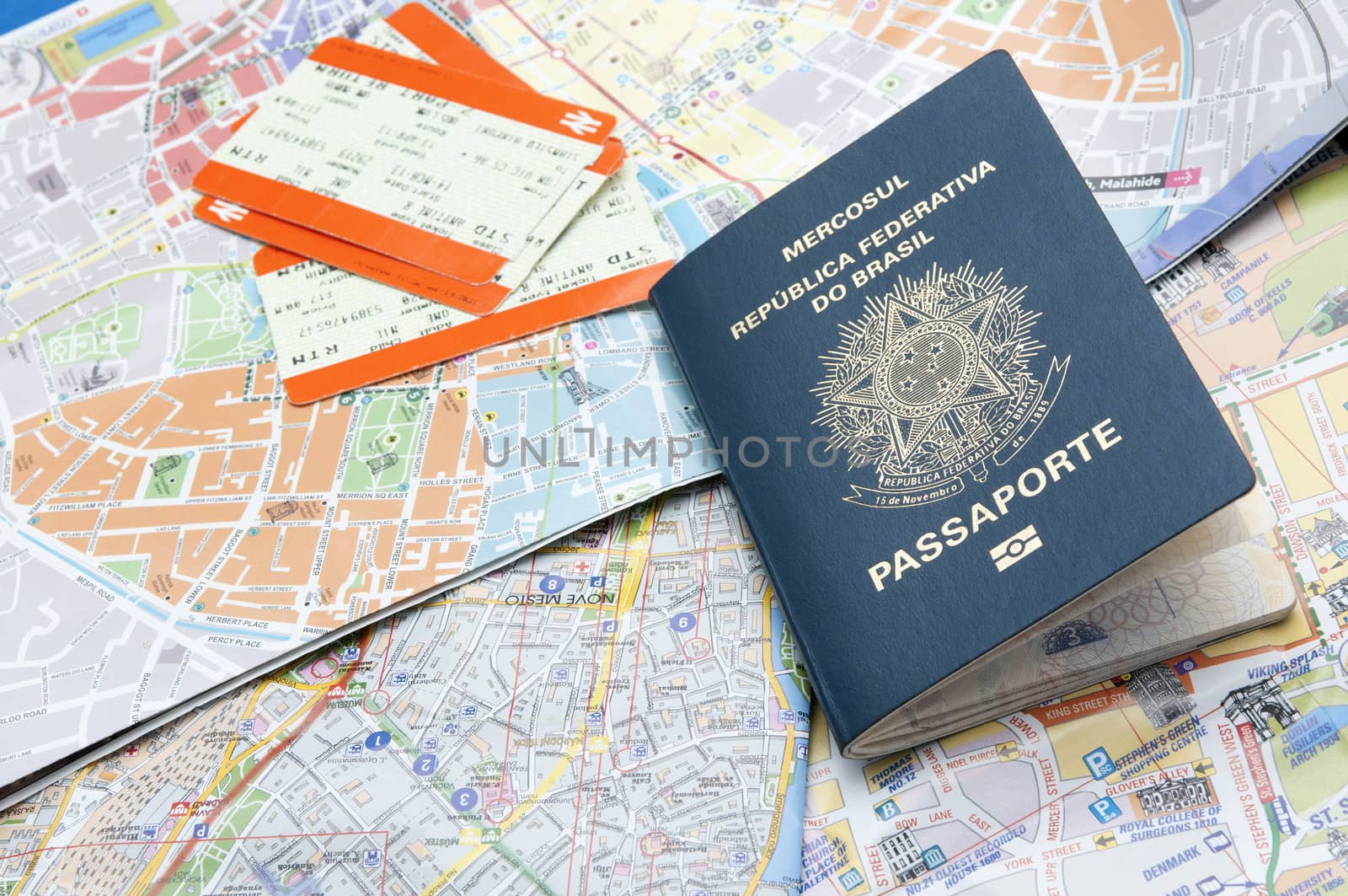 Passport, maps, and tickets by rodrigobellizzi