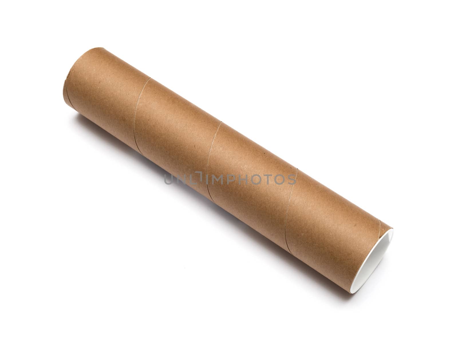 Cardboard tube isolated on white background