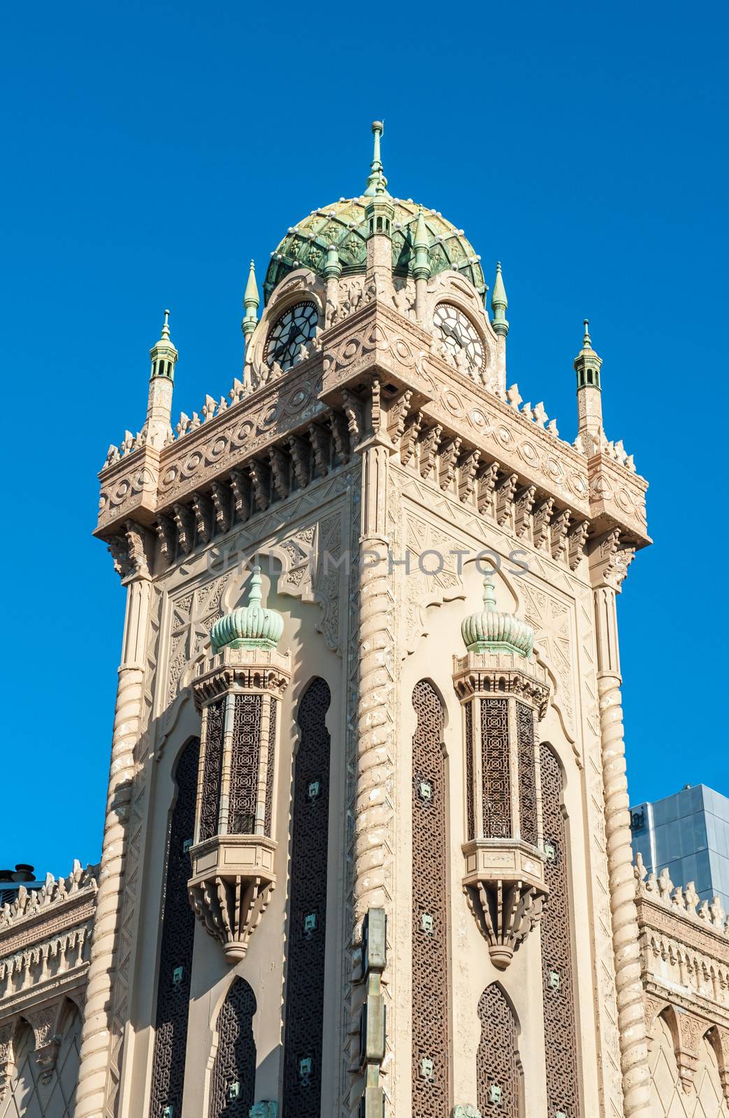 Forum Theatre is a famous landmark of Melbourne with Moorish Revival style exterior. It can be found on the corner of Flinders Street and Russell Street. Melbourne, Victoria - Australia