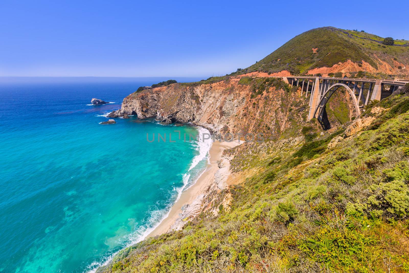 California Bixby bridge in Big Sur Monterey County in Route 1 by lunamarina