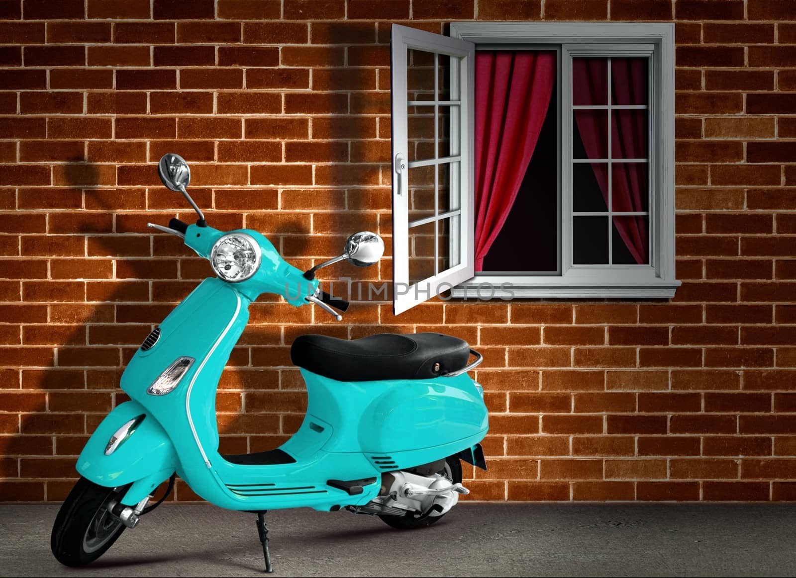 Scooter with Brick Wall Background by razihusin