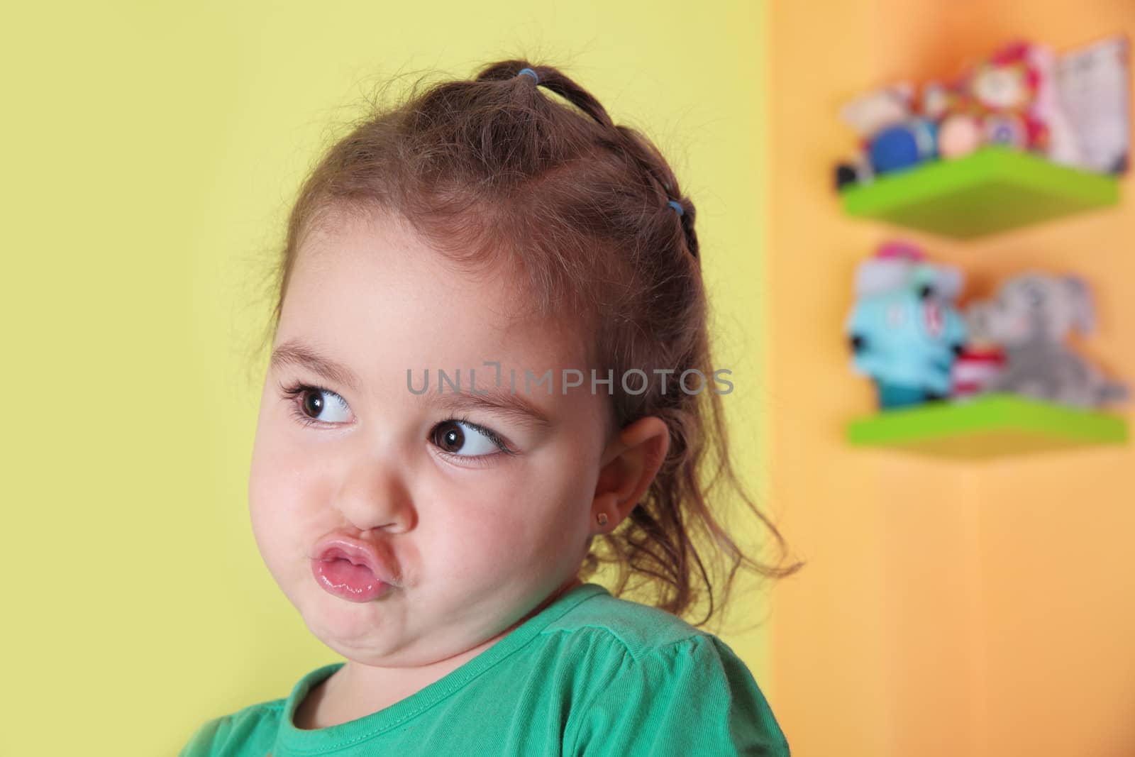 portrait of a beautiful caucasian girl pouting