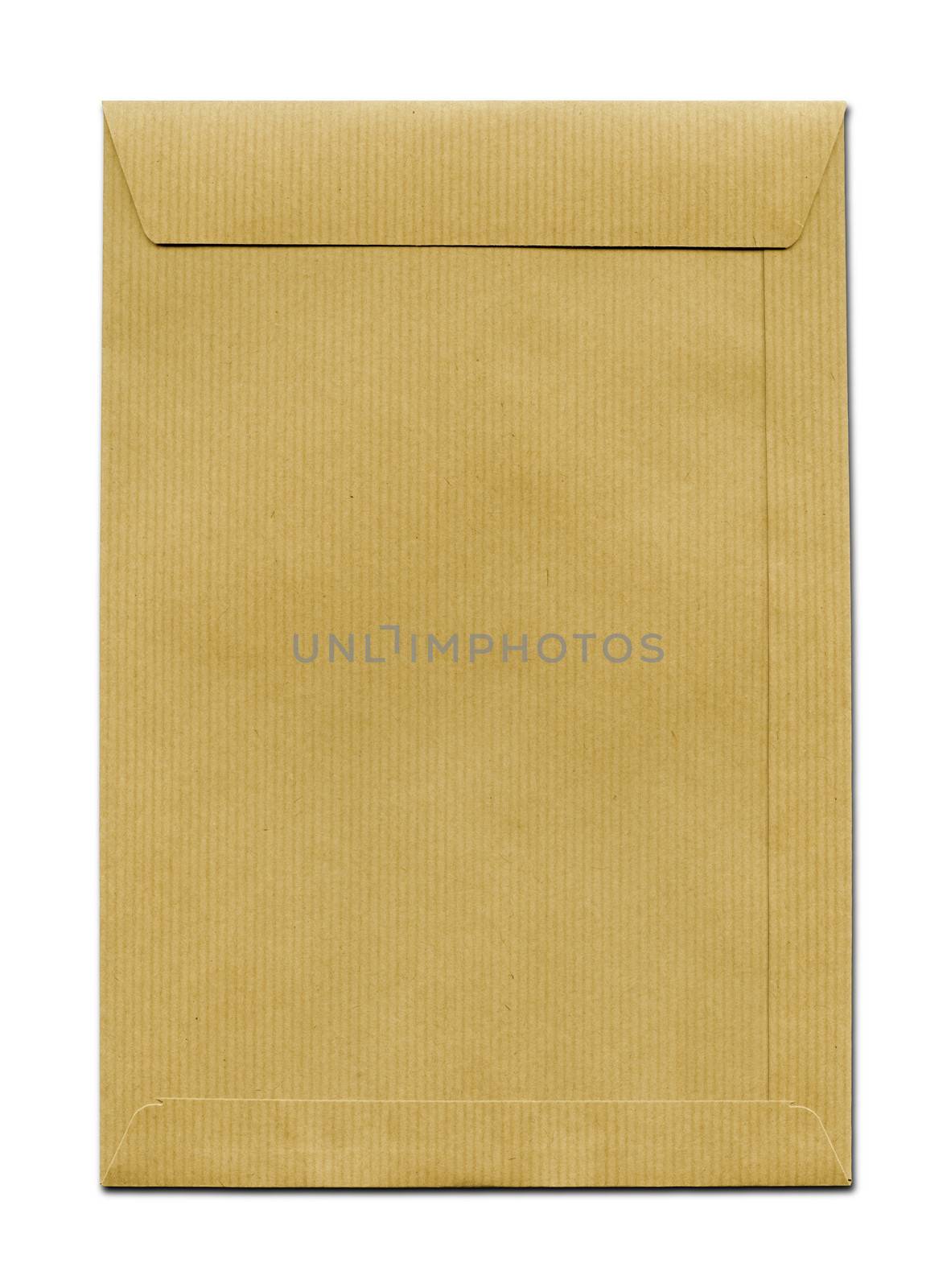 Brown paper textured envelope isolated on white with clipping path