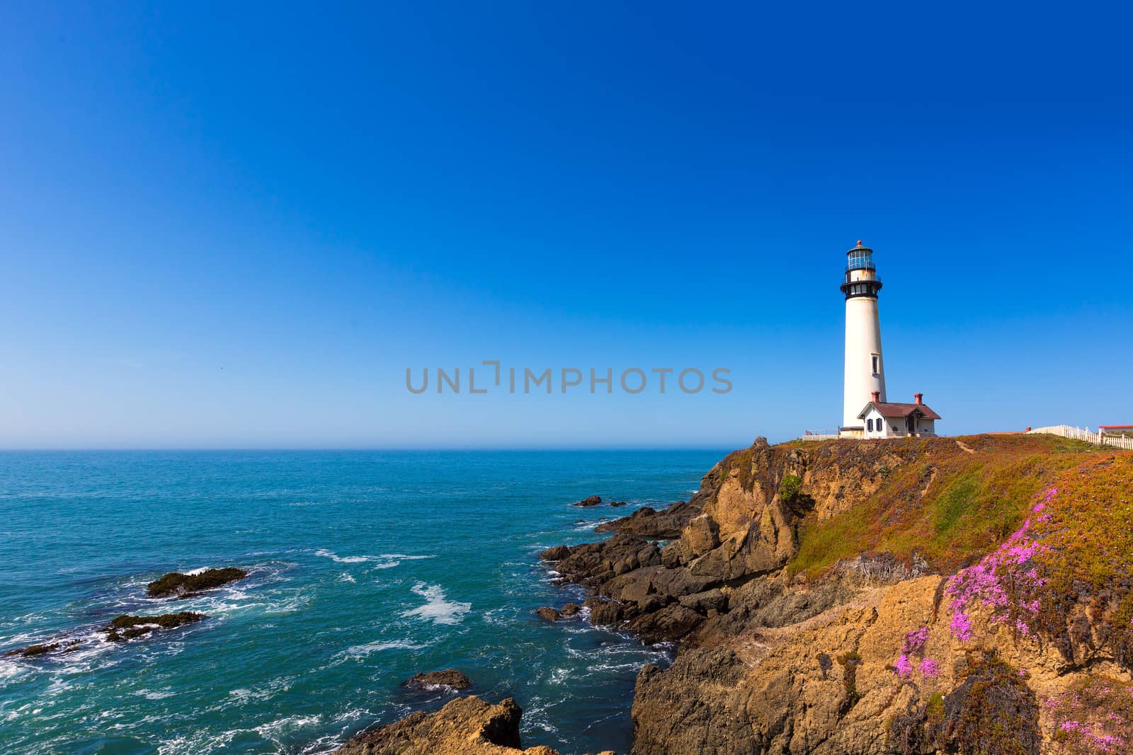 California Pigeon point Lighthouse in Cabrillo Hwy coastal hwy 1 by lunamarina