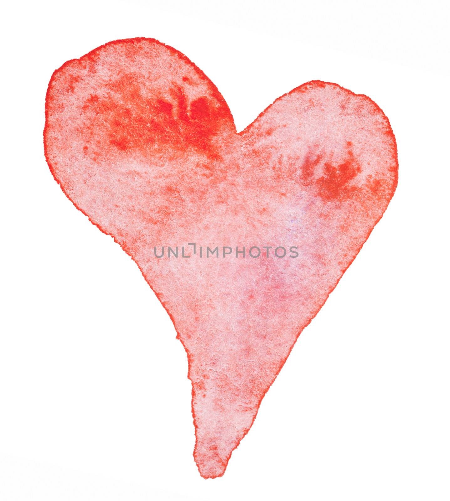 Watercolor painted red heart by anelina