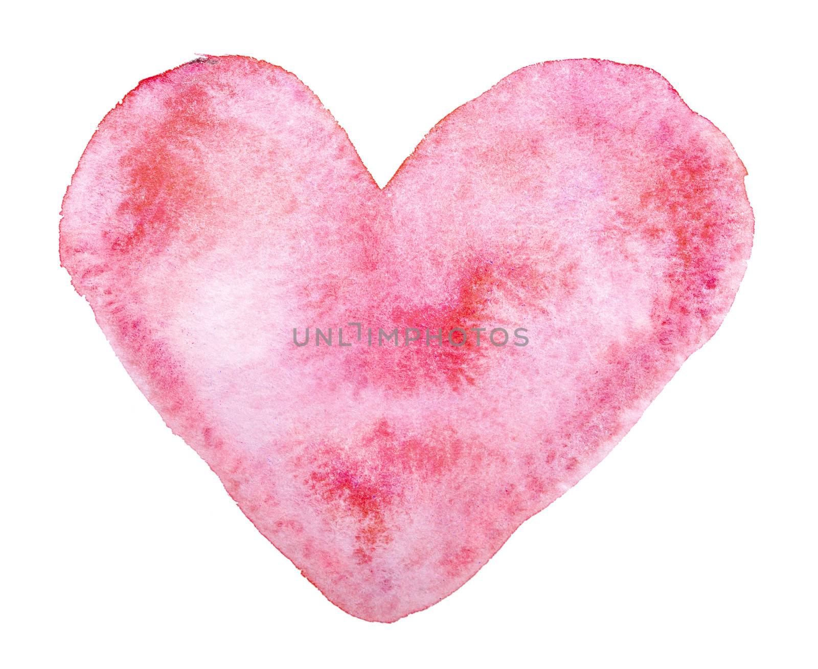 Watercolor painted red heart, for your design
