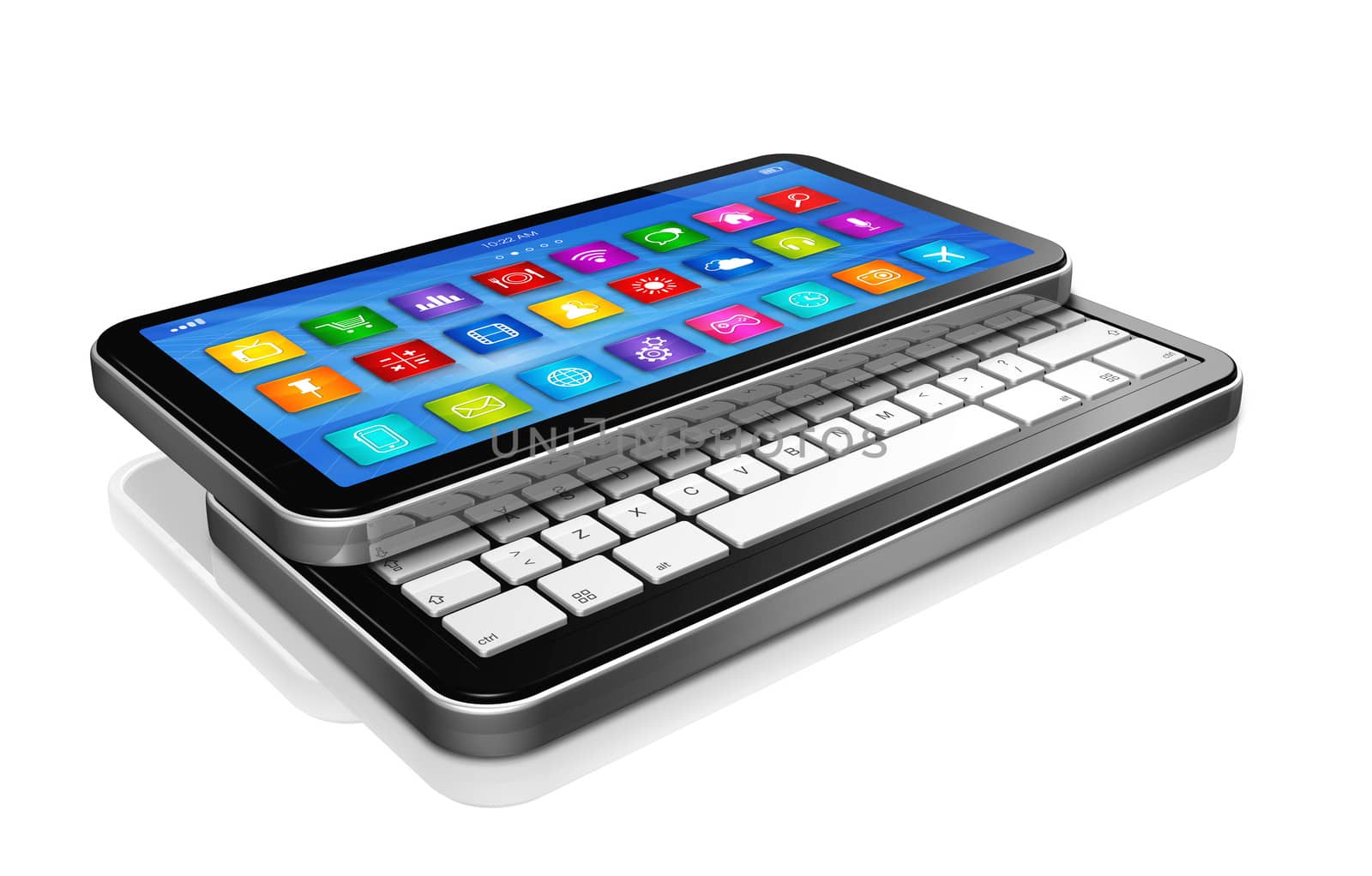 3D smartphone, Netbook - apps icons interface - isolated on white with clipping path