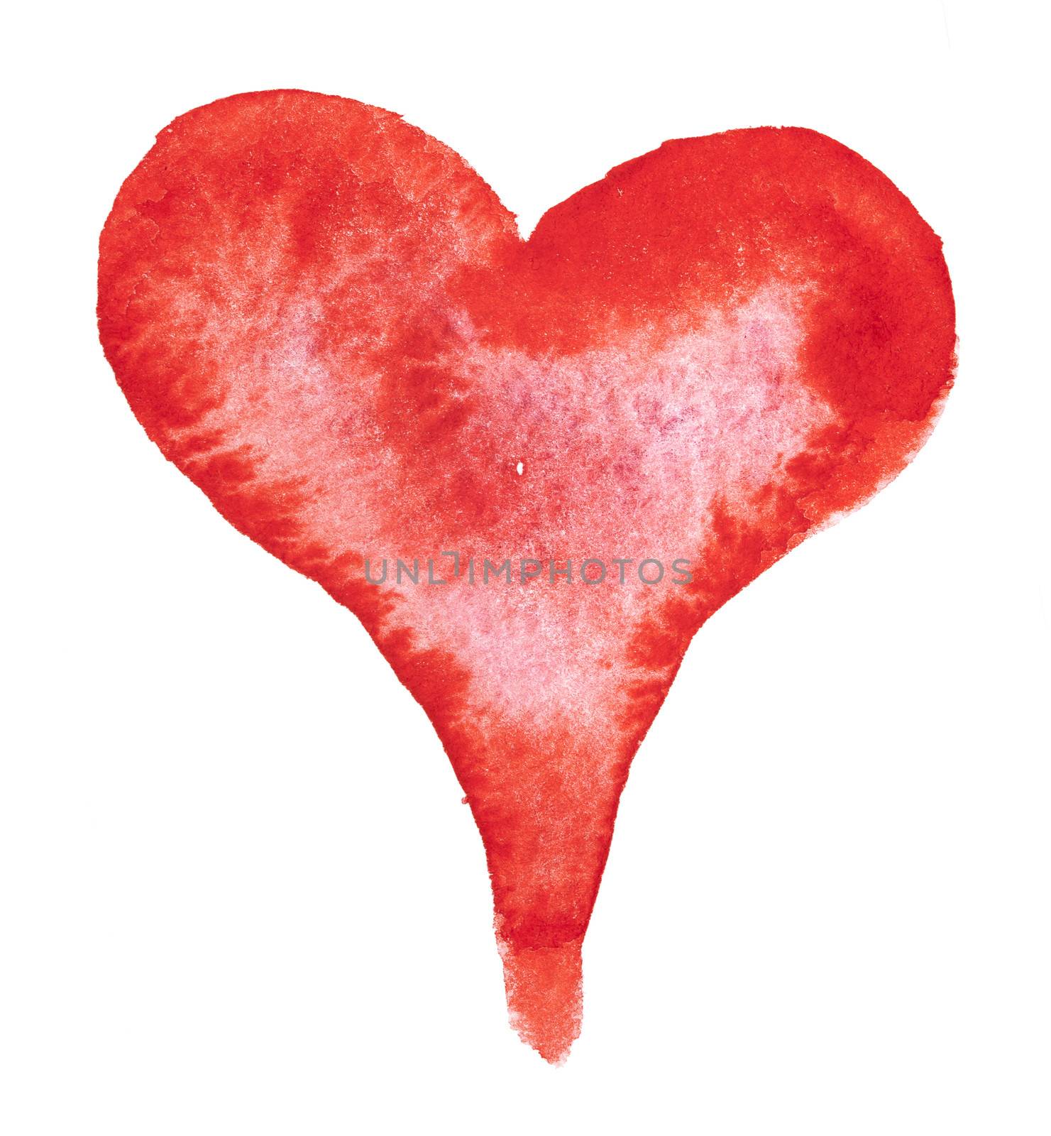 Watercolor painted red heart by anelina