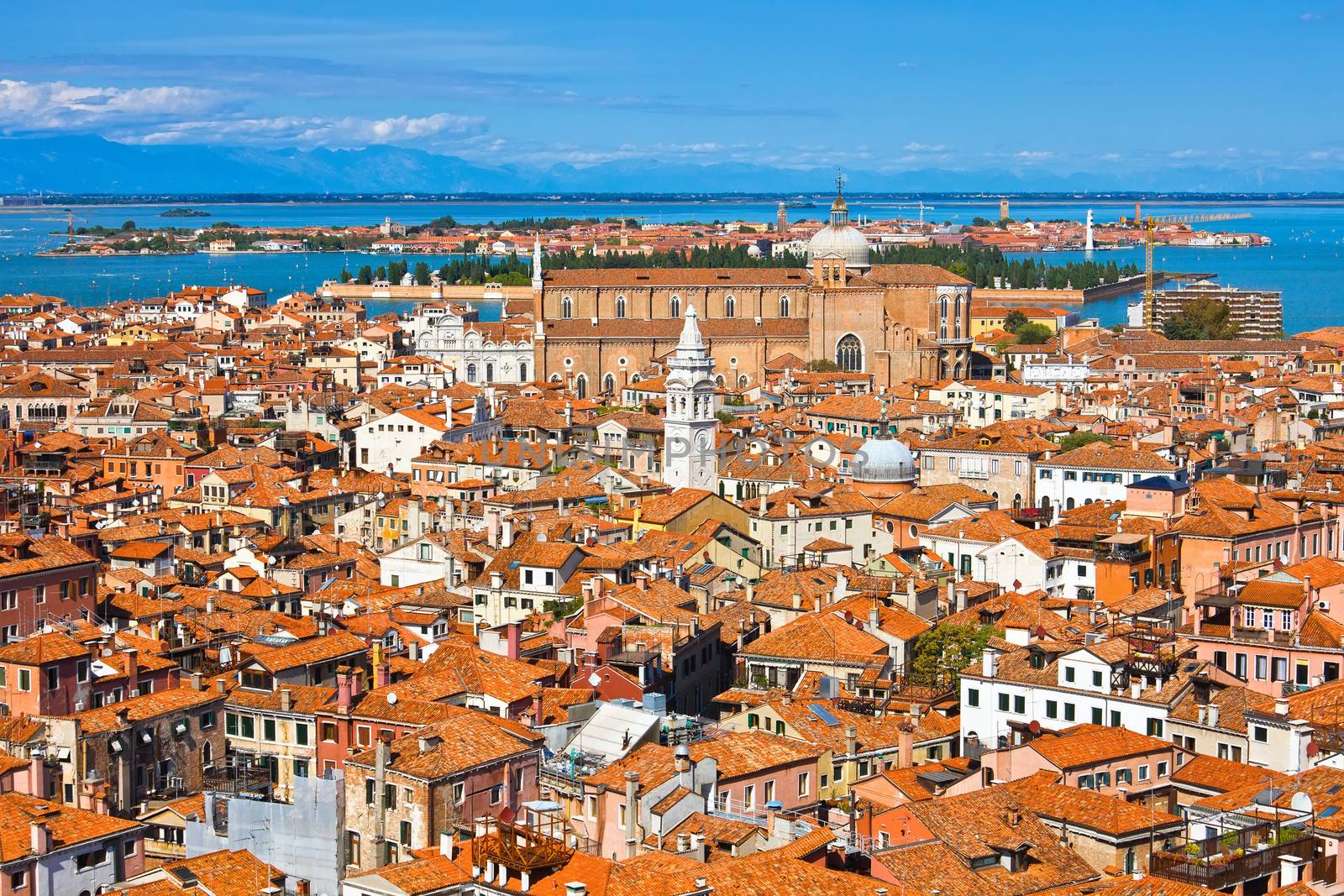 Panoramic view of Venice from San Marco bell tower, Italy