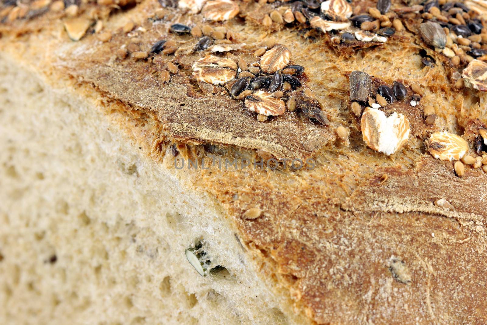 bread with seeds food background 