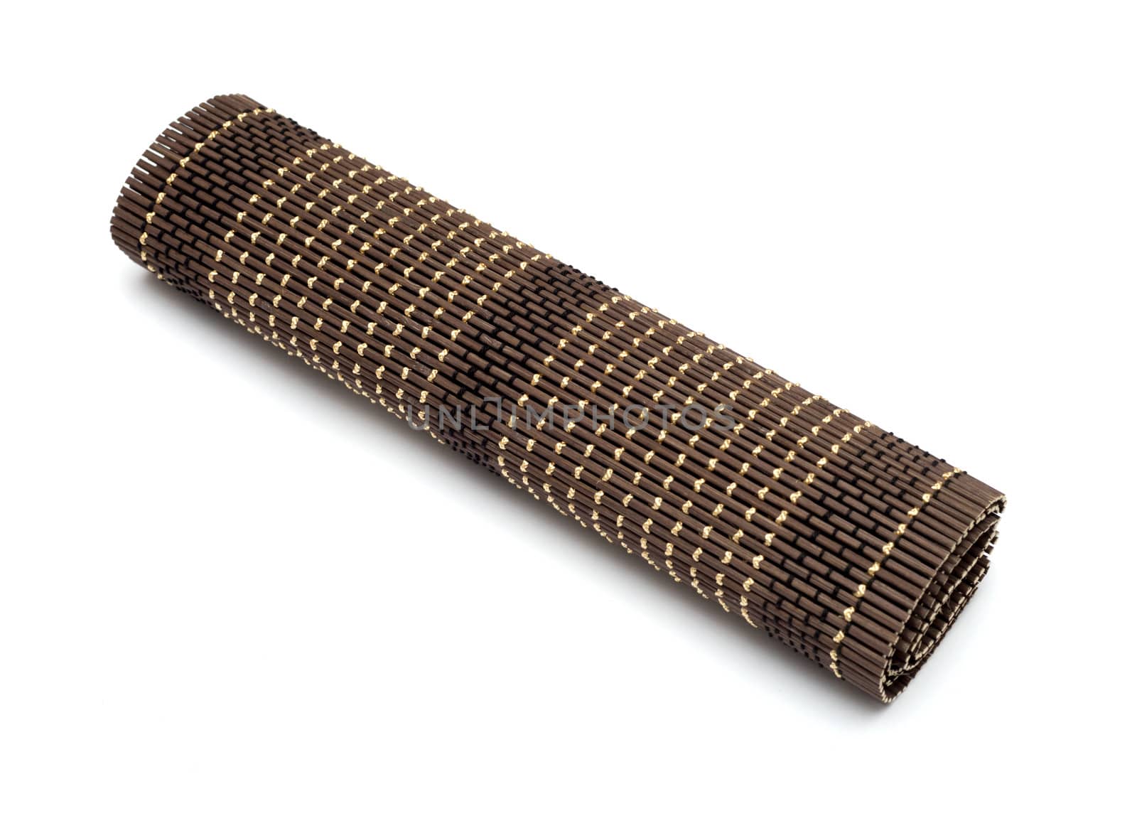 Bamboo brown straw serving mat isolated over white background