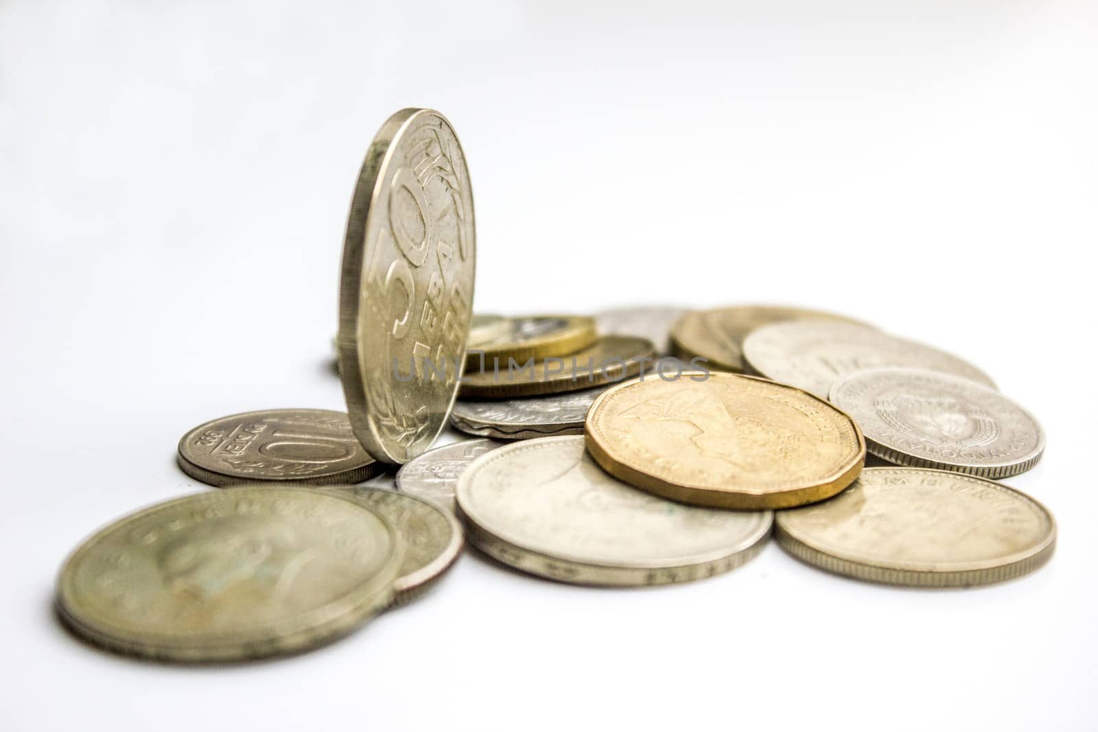 Different coins - old and new, from around the world.