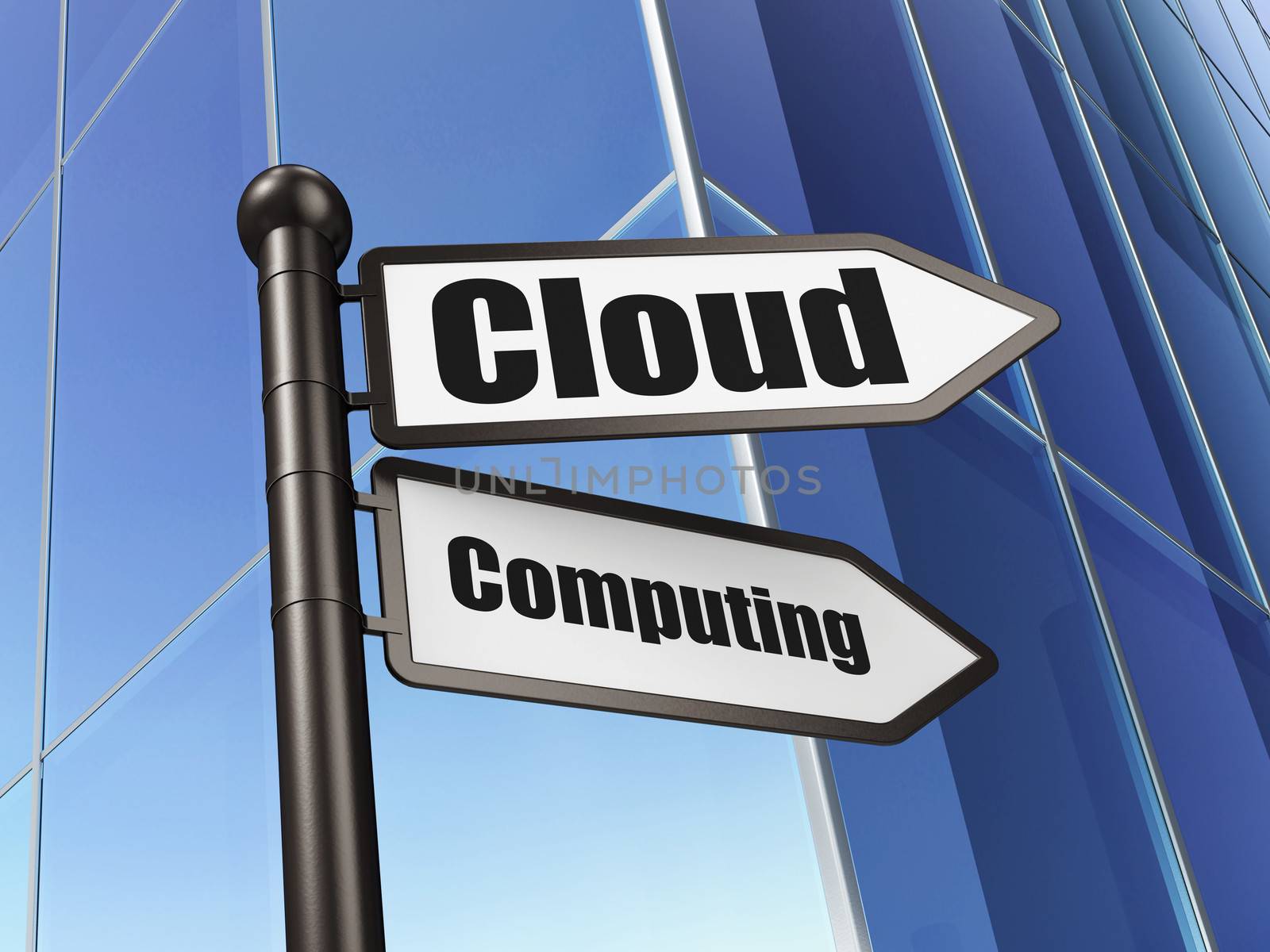 Cloud computing concept: sign Cloud Computing on Building background by maxkabakov