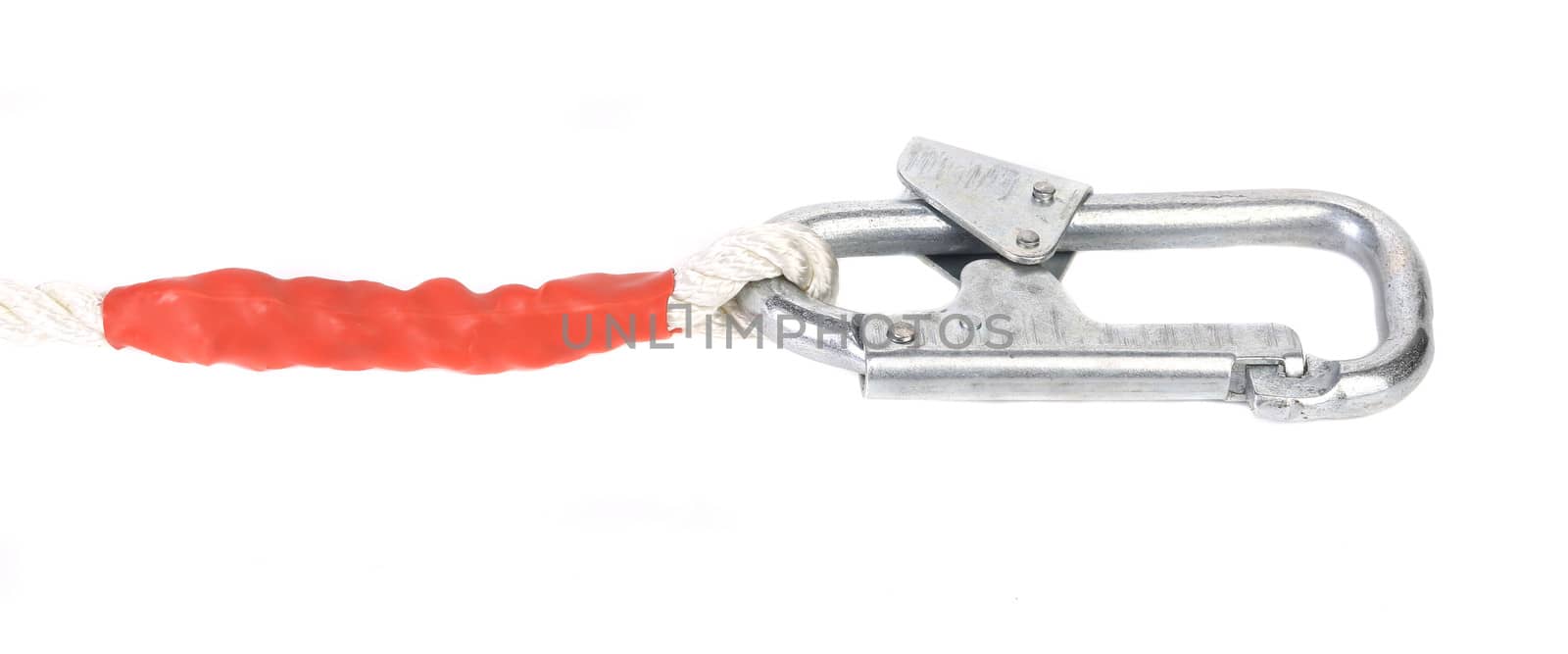 Carbine on rope Isolated on a white background