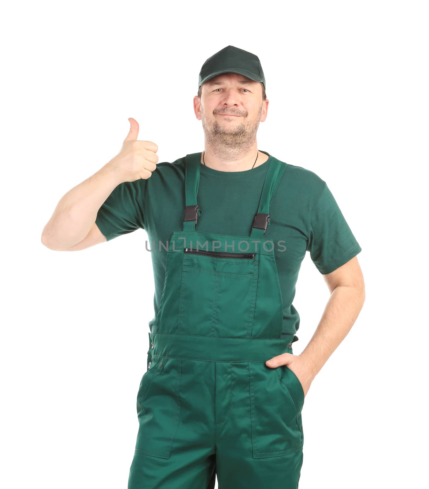 Man in green overalls by indigolotos