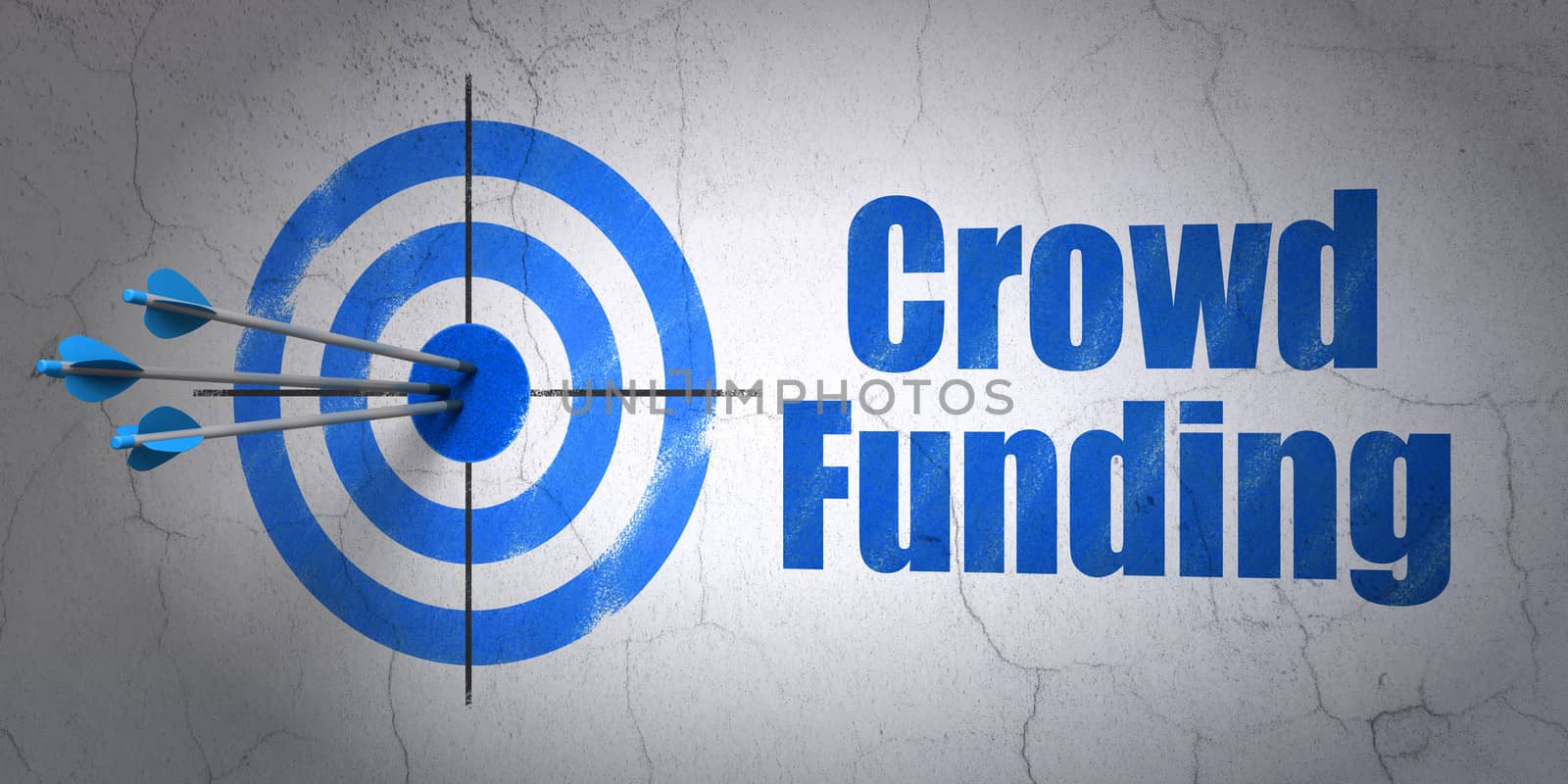 Business concept: target and Crowd Funding on wall background by maxkabakov