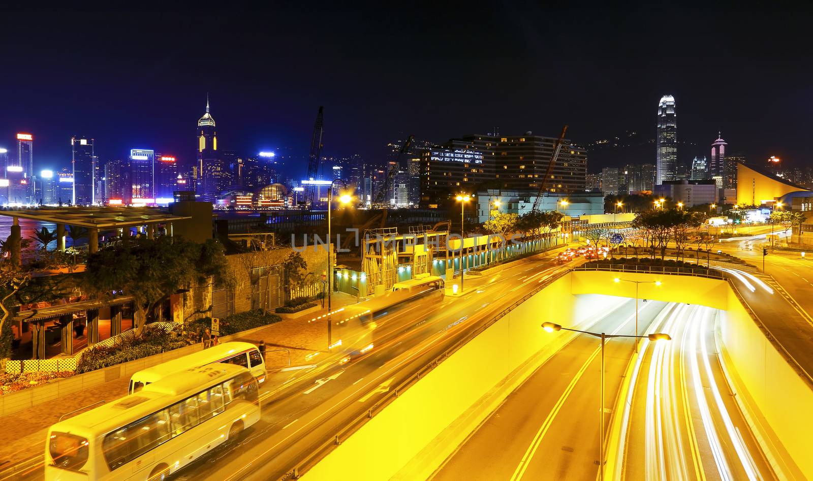 modern city traffic at night 