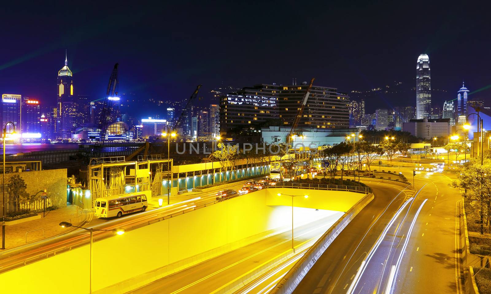 modern city traffic at night 