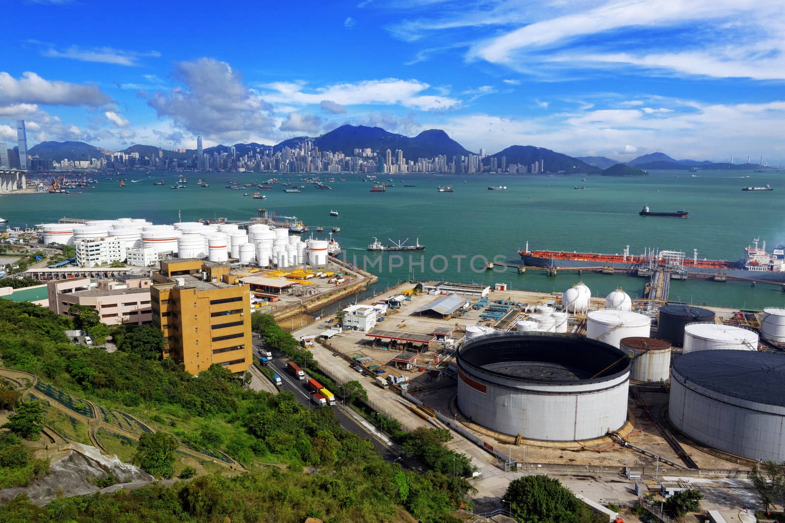 aerial view of petrol industrial zone 