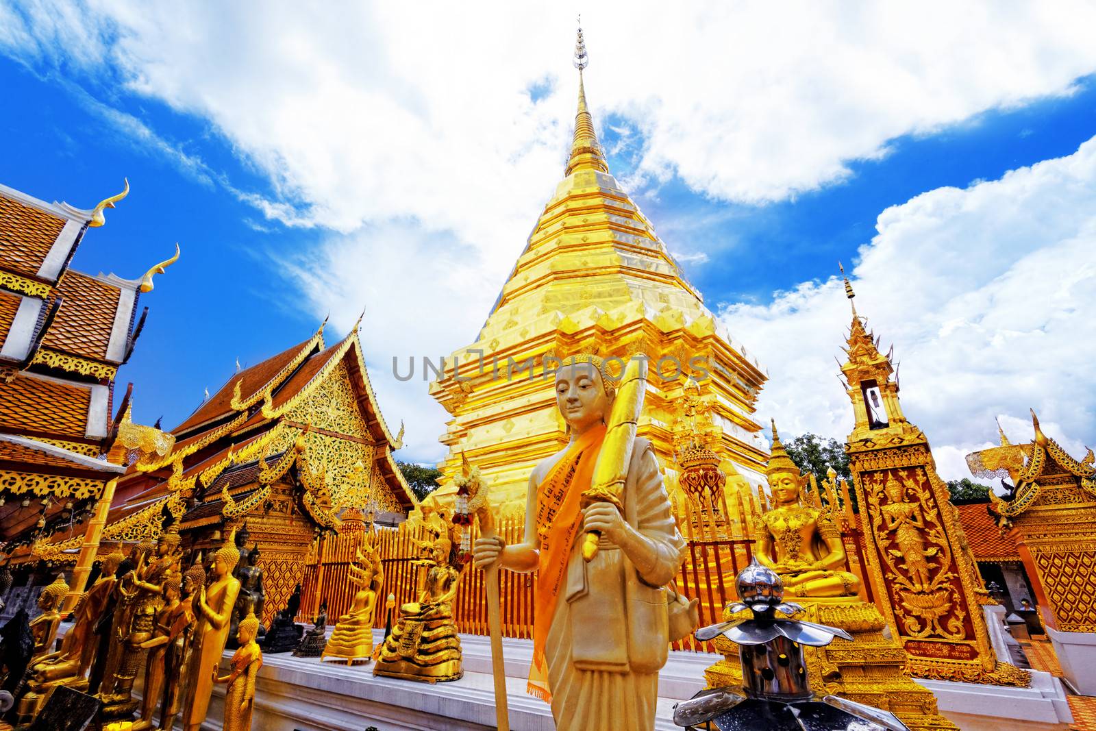 Wat Phra That Doi Suthep is a major tourist destination of Chiang Mai, Thailand. 