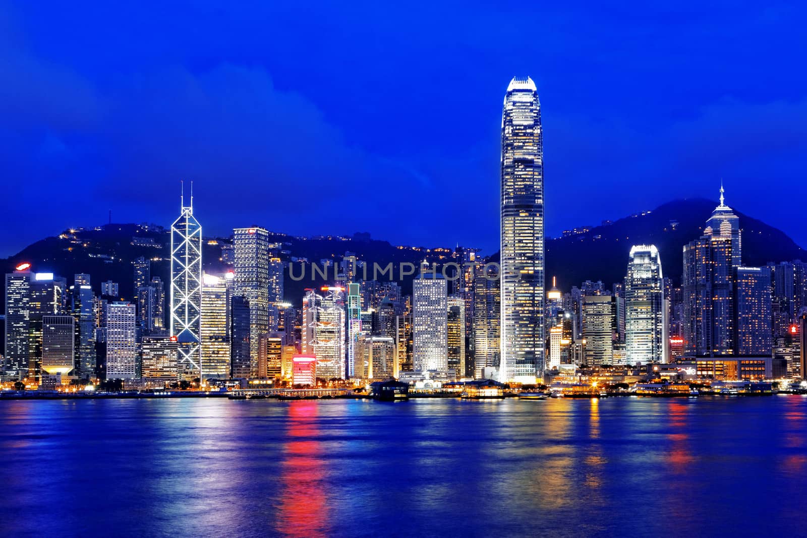hong kong office building at night
