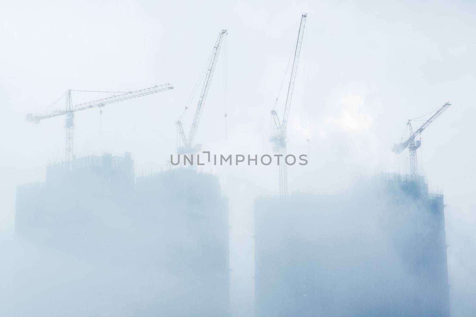 Air pollution scenic with construction plant