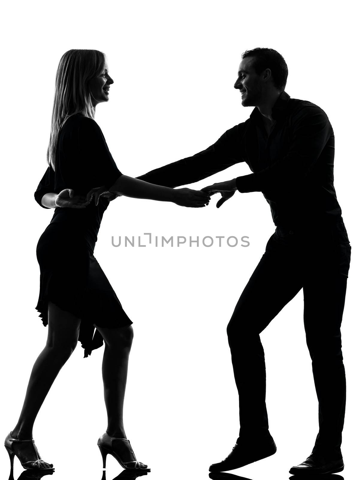 couple woman man dancing dancers salsa rock silhouette by PIXSTILL