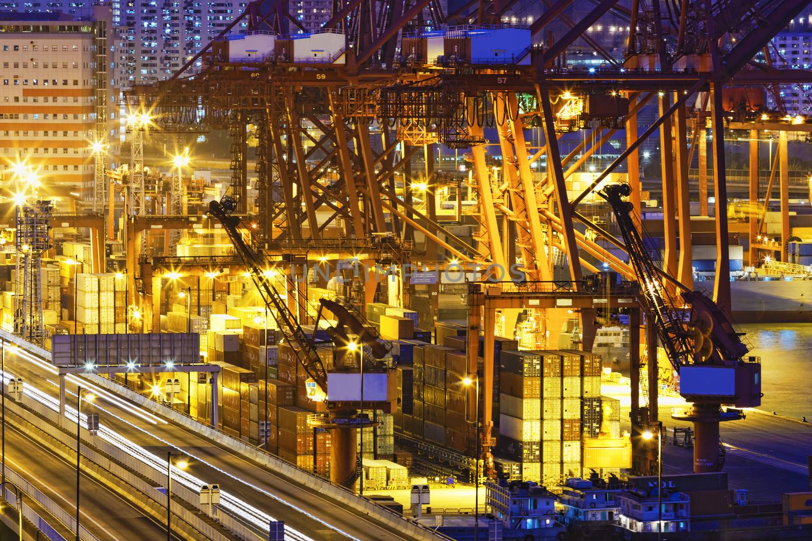 container ship in the port of HongKong