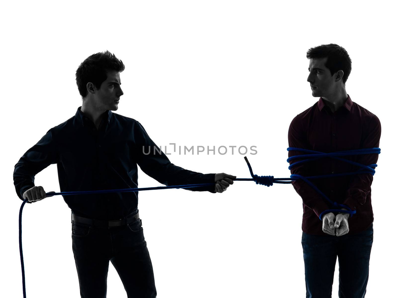 two  men twin brother friends silhouette by PIXSTILL