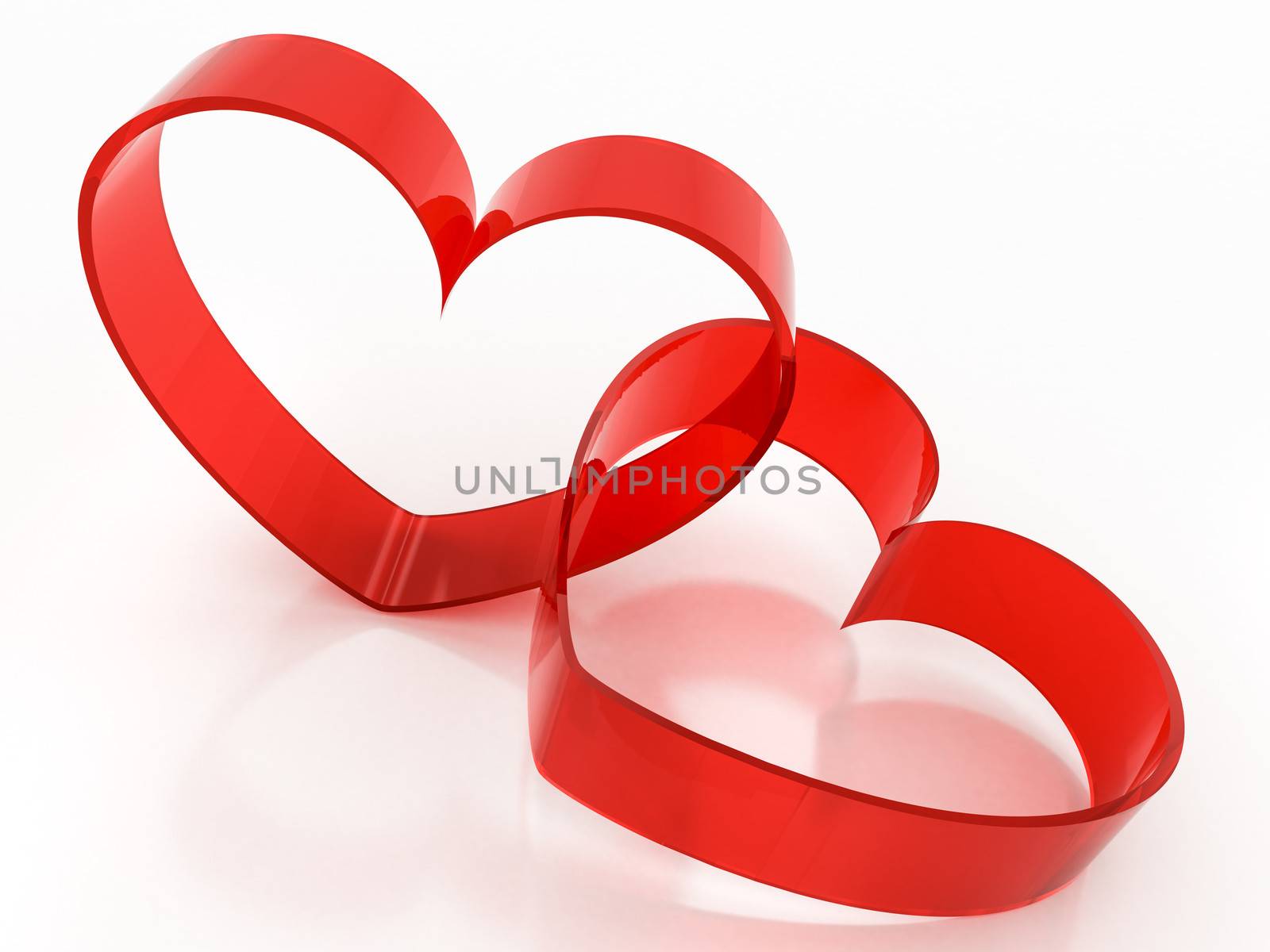 red glass heart-shaped on a white background