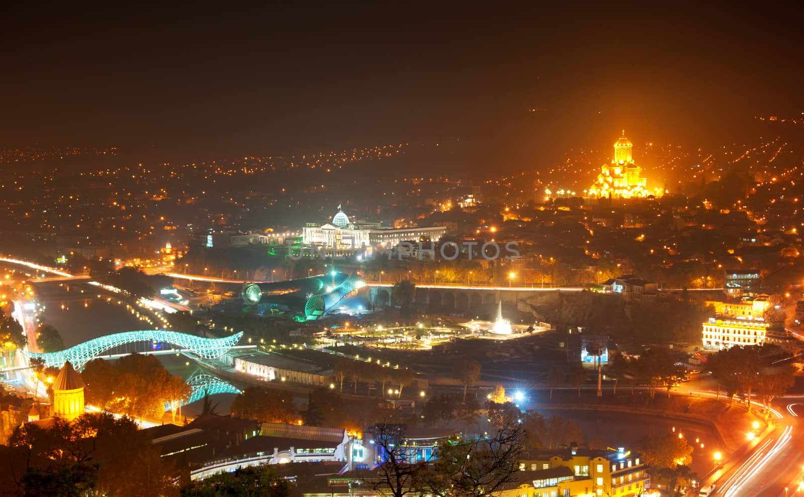 Cityscape of Tbilisi in the evening. Georgia