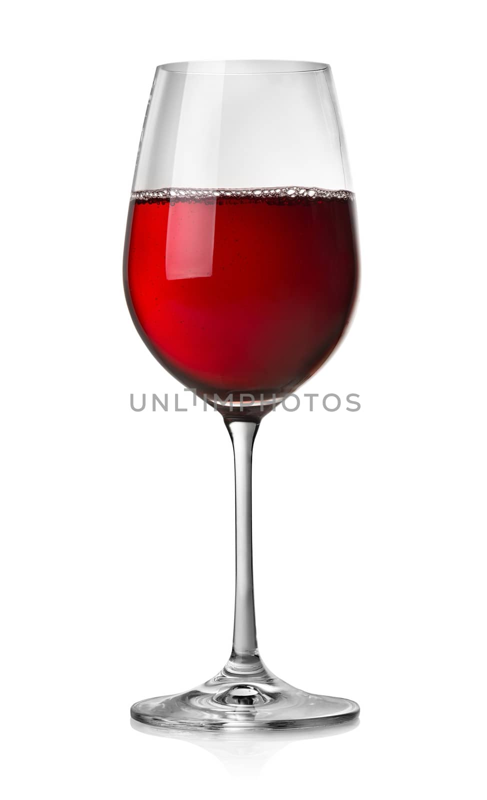 Glass of red wine isolated on white background