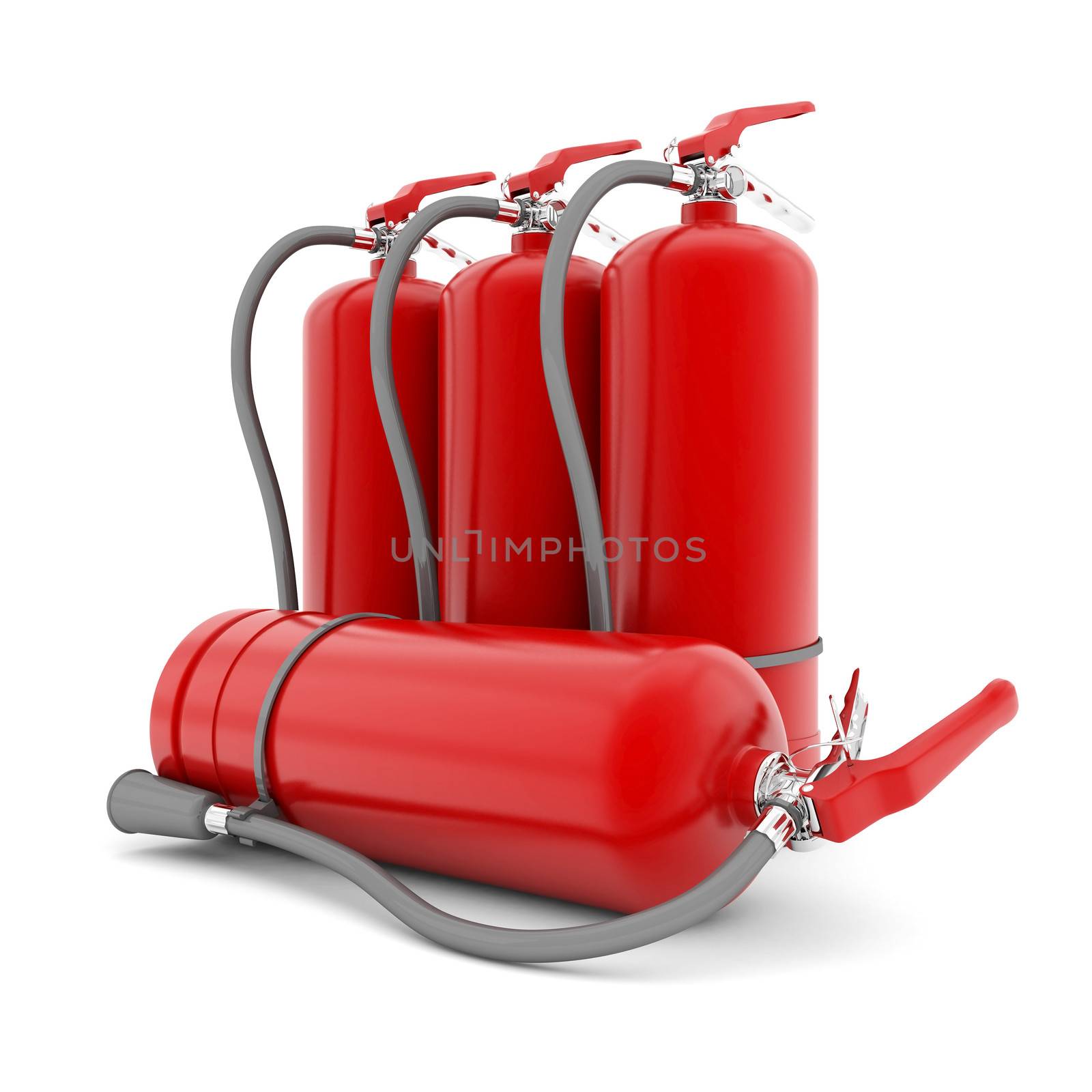 red fire extinguisher isolated on white background