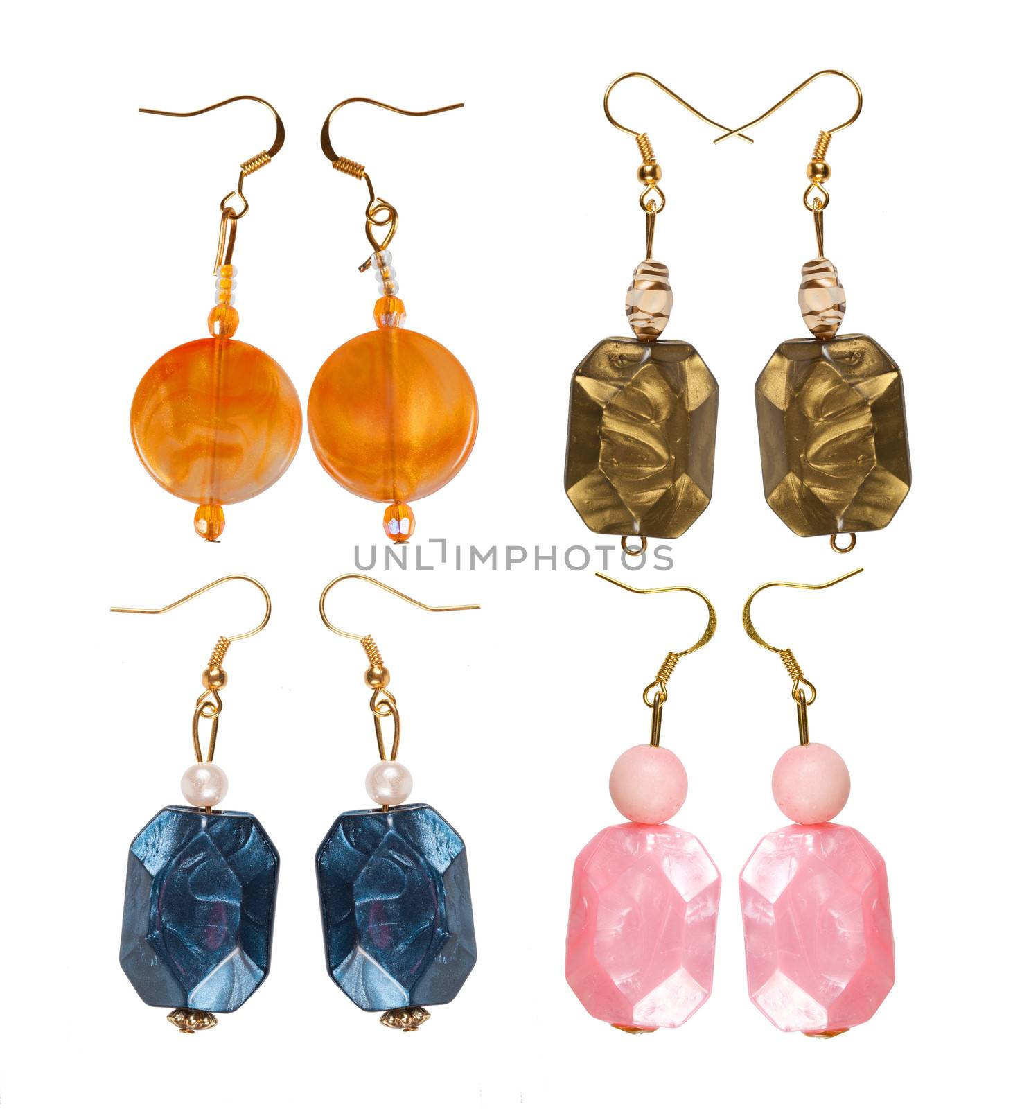 Pearlescent earrings different on white background by AleksandrN