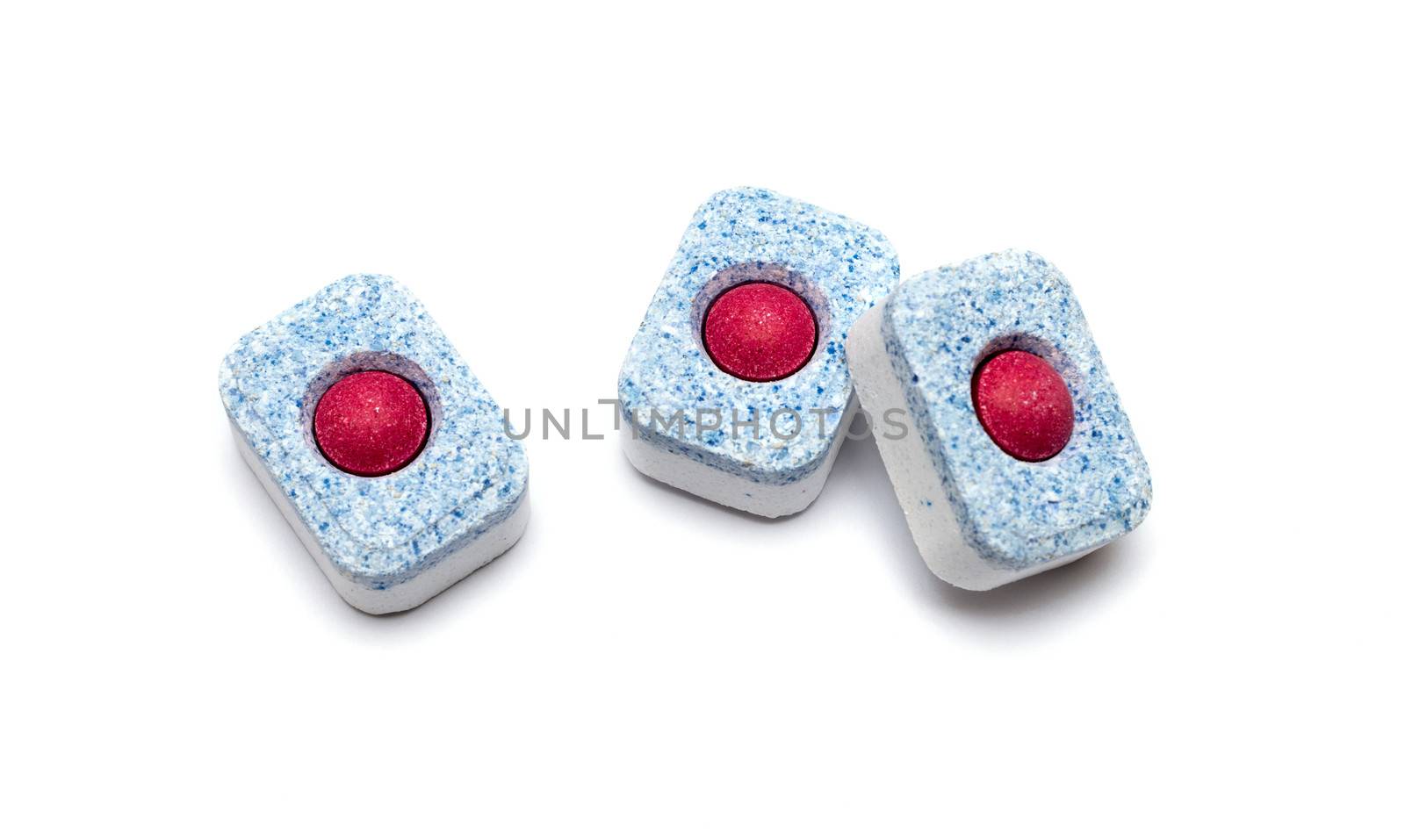 Tablets for dish-washing machine on a white background