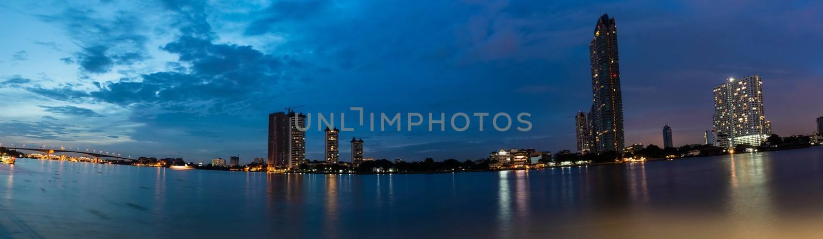 Bangkok city scape, taken at twilight zone on a cloudy day
