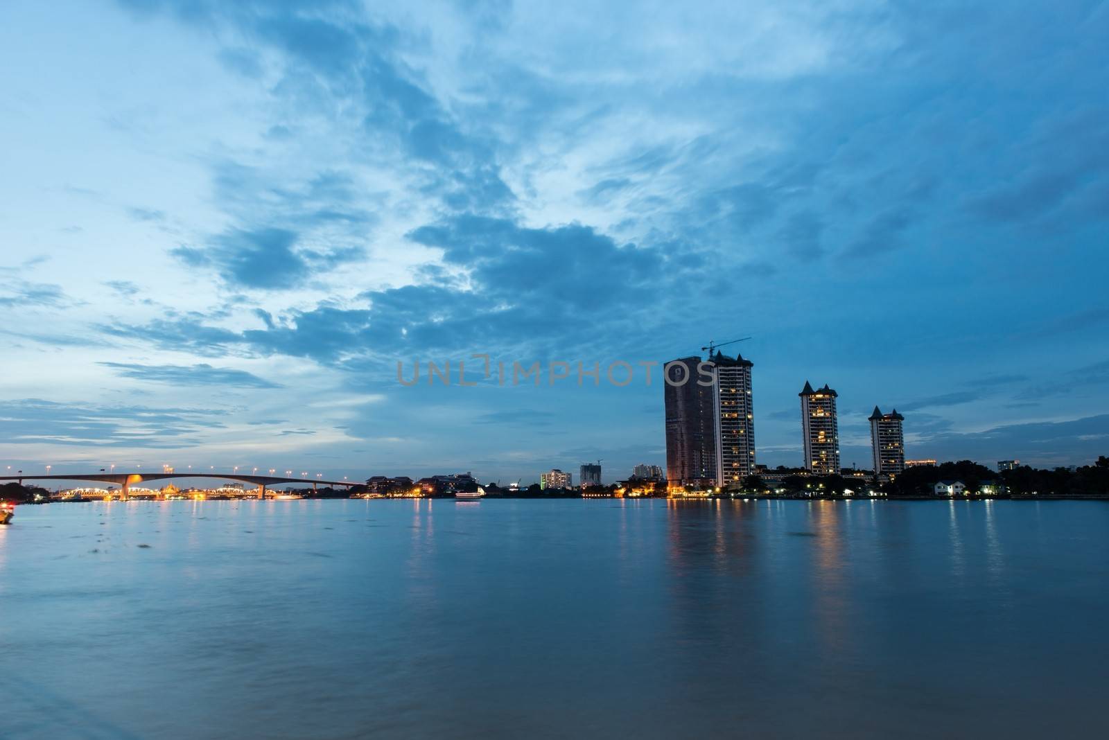 Bangkok city scape, taken at twilight zone on a cloudy day