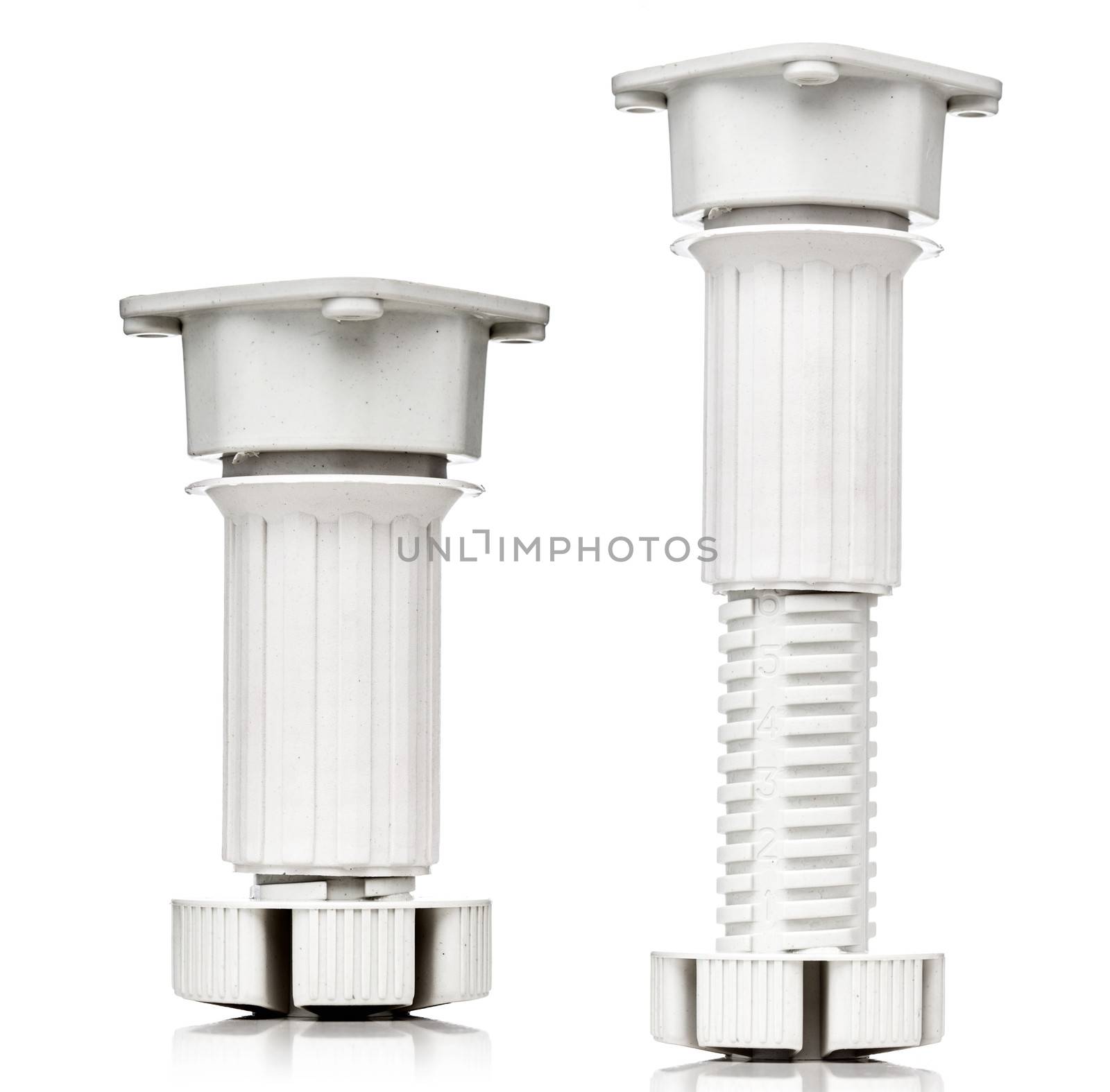 small plastic furniture leg, isolated on white
