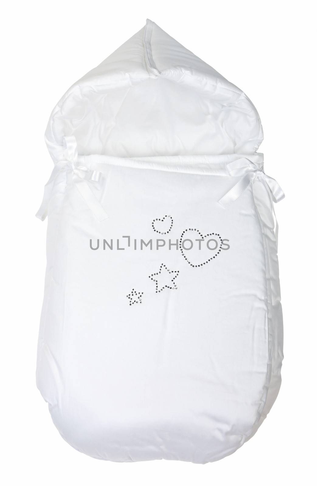 Infant warm sleeping bag isolated over white by photobac