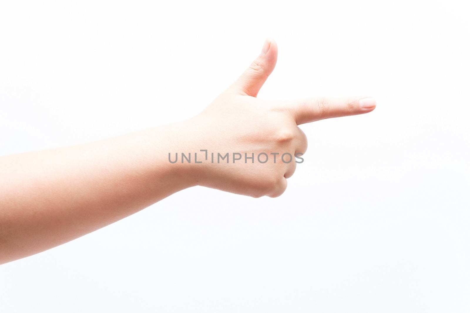 Asian woman doing various hand gestures, isolated