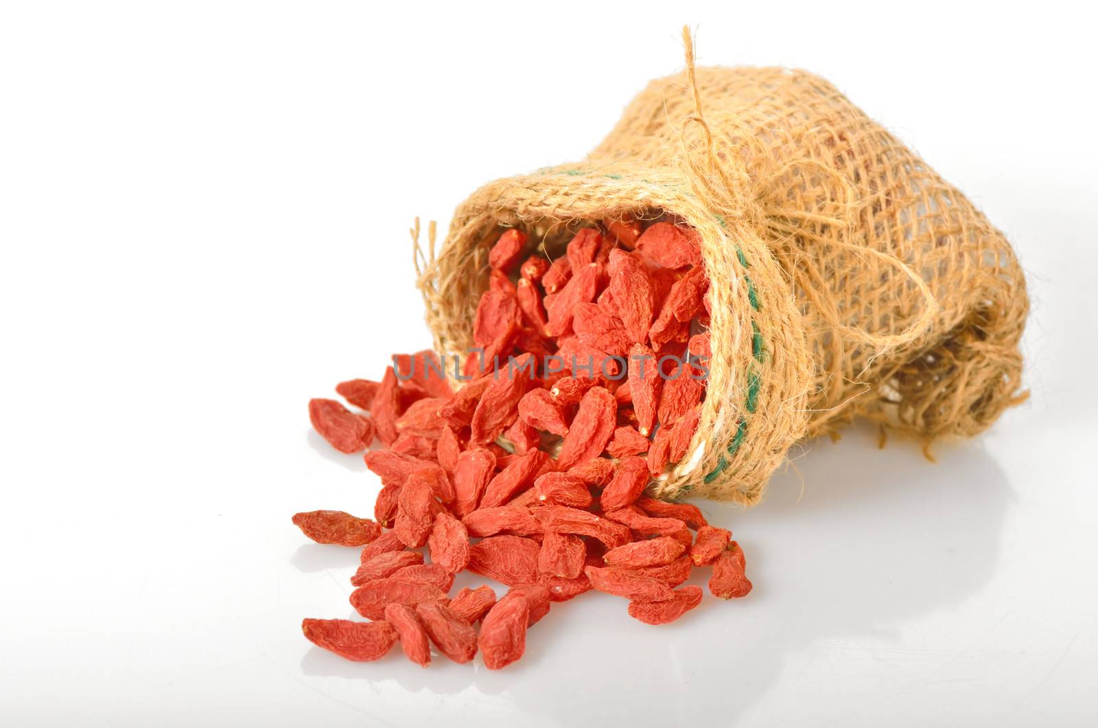 Red dried goji berries in Sack 