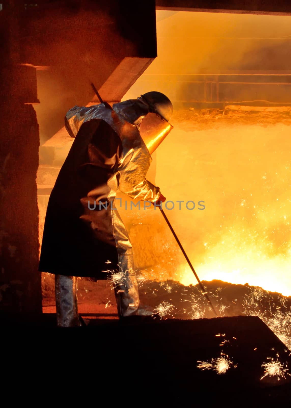 steel worker and hot steel